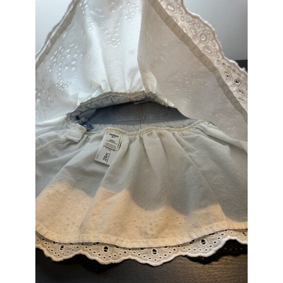 OSHKOSH B’GOSH Dress Girls 24 Months Overall Vestbak Denim Eyelet Jumper - Picture 4 of 8